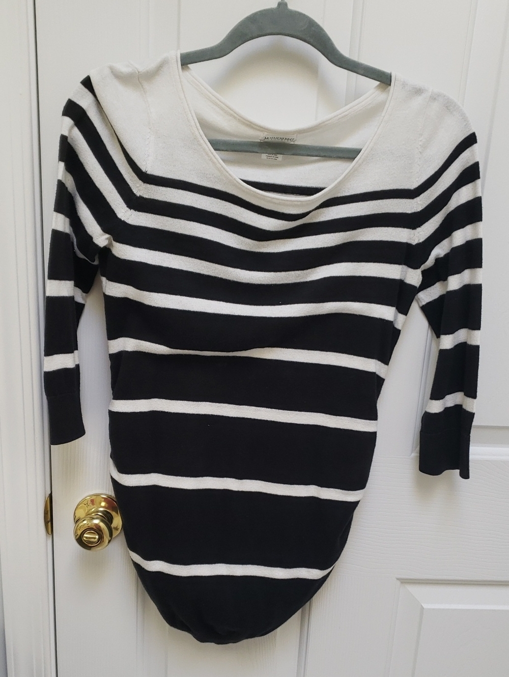Motherhood Black & White Striped Scoop Neck Sweater
